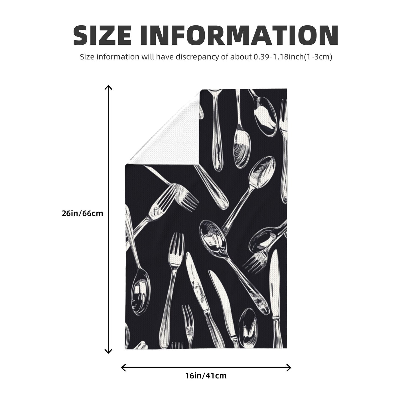 Black Cutlery Print Waffle Kitchen Towel | Retro Diner Vibe · Super Absorbent & Quick-Dry
