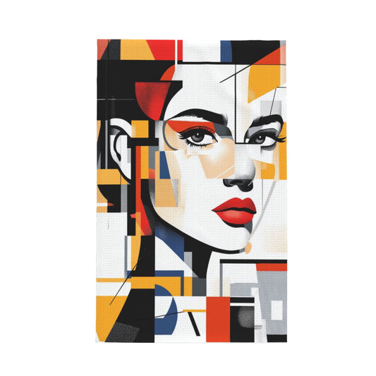 Abstract Portrait Kitchen Towel | 16"x26" Artistic Waffle Weave