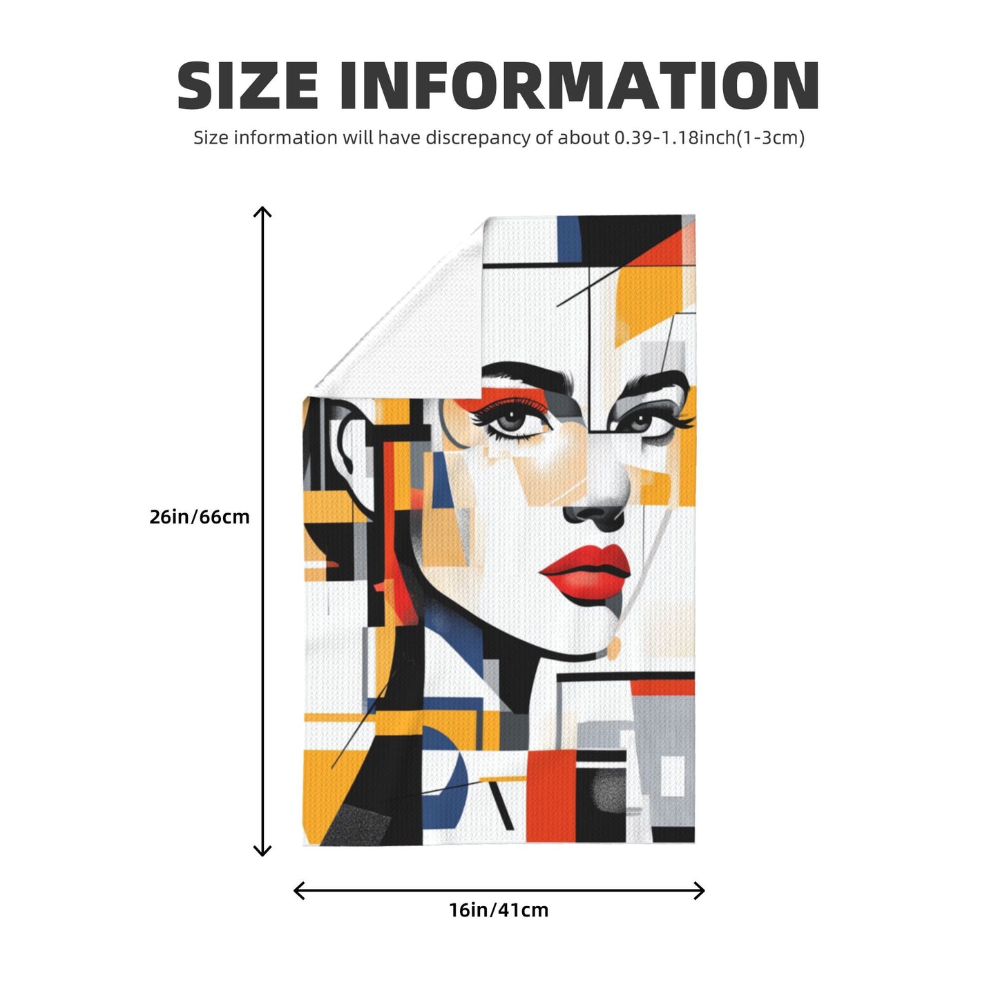 Abstract Portrait Kitchen Towel | 16"x26" Artistic Waffle Weave